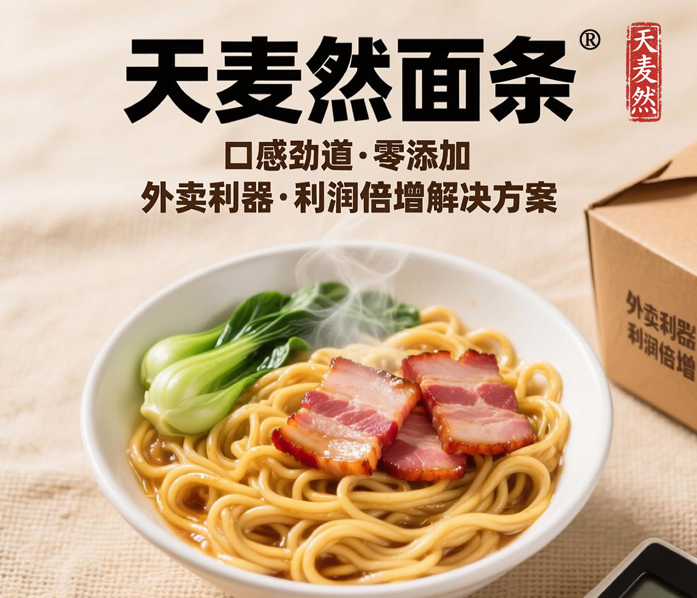 天麦然面条：口感劲道、外卖利器、连锁解决方案